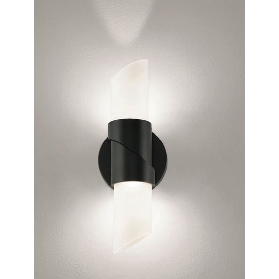 AFX Slice 12-inch Black LED Sconce with White Glass