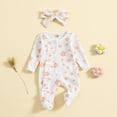 thumbnail image 2 of Weebloom Baby Sleepwear Toddler Long Sleeve Floral Prints Romper Jumpsuit Kinds Fall Winter Clothes Rompers,White 3-6 Months, 2 of 8