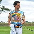 thumbnail image 2 of Kdxio Rainbow Animals on Noah's Ark Print Men's Short Sleeve Polo Shirt,Midweight Men's Shirt, 2 of 6