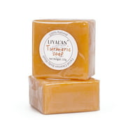 LIYAL'AN Organic Turmeric Soap Ginger Lemongrass Face Body Tumeric Soap Bar for hyperpigmentation,remove dark spots
