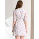thumbnail image 5 of Allegra K Vestidos Florales Para Mujer Gasa Con Lazo En El Cuello, Pu?o Con Volantes, Cintura Elástica, Vestido Informal blanco L, 5 of 6