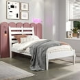 thumbnail image 4 of Camaflexi Mid Century Slat Bed Solid Wood Bed Frame with Headboard, Twin, White, 4 of 9