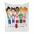 thumbnail image 1 of Sports Soft Flannel Fleece Throw Blanket, Children Team Playing Football Baseball Tennis Little Athletes Game Cartoon, Cozy Plush for Indoor and Outdoor Use, 70" x 90", Multicolor, by Ambesonne, 1 of 6
