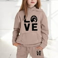 thumbnail image 2 of Little Girls Outfits Set Kids Letter Print Hoodie Pants Casual Comfy Two Piece Outfit Kids Clothing Khaki Size 6-7T, 2 of 4