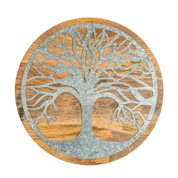 Tree Of Life Wood And Galvanized Metal Wall Art Com - Tree Of Life Wall Art Metal And Wood