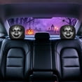 thumbnail image 3 of Dark Skeleton Halloween Automotive Accessory, 2‑Pack Creepy Shadow‑Toned Skull Face Slip‑on Car Headrest Covers, Universal Protector for Halloween Haunted‑Car Interior Styling, 3 of 5