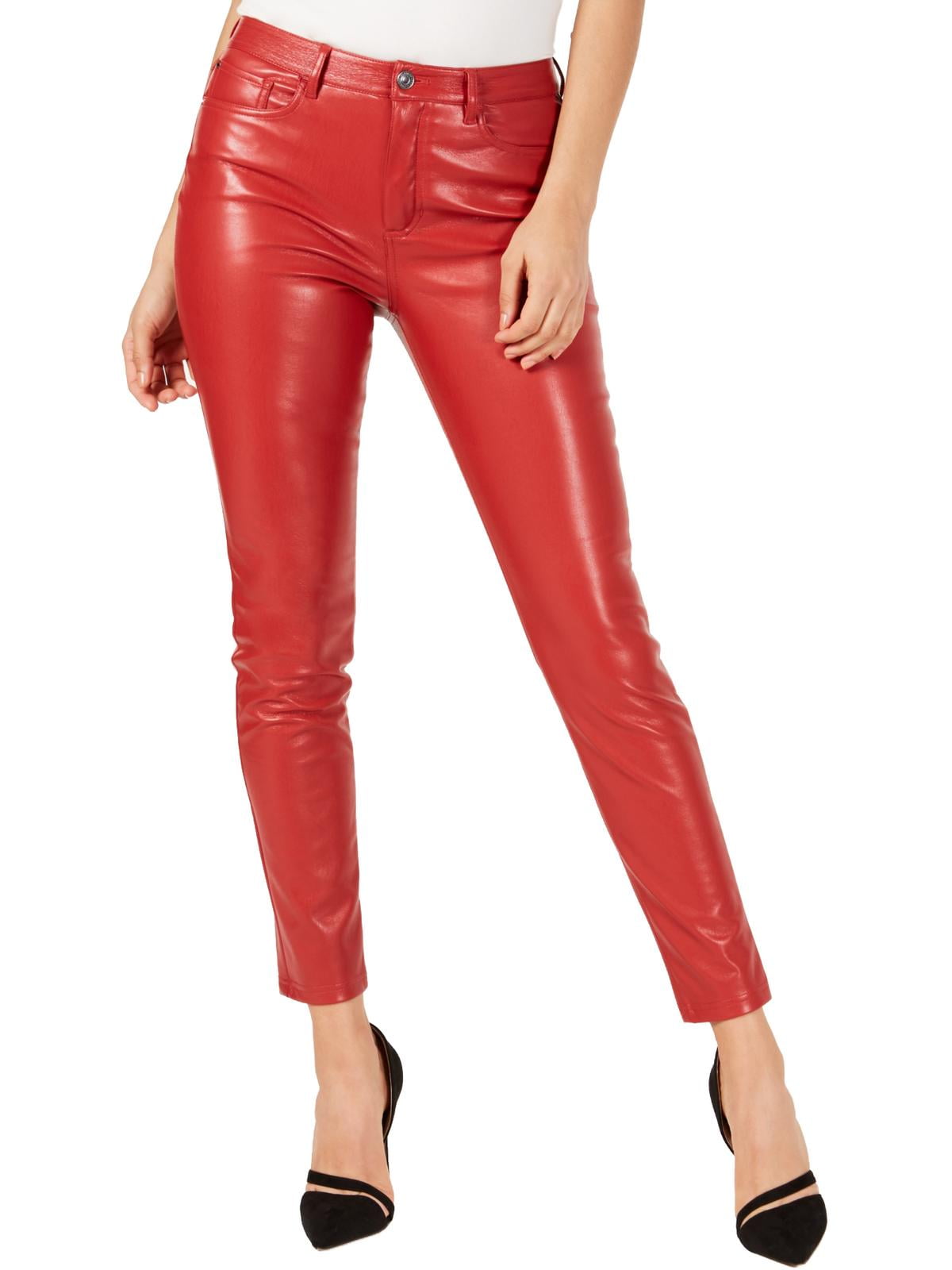 Guess Faux-Leather Flat-Front Skinny Pants Red 10 Walmart.com