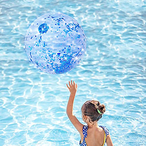 Sequin Beach Ball Glittering Holidays PVC Inflatable Swim Pool Kids Children Toy 