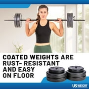 US Weight 55 lb. Barbell Weight Set with 3-Piece Threaded Barbell Bar, Two Locking Spring Clips