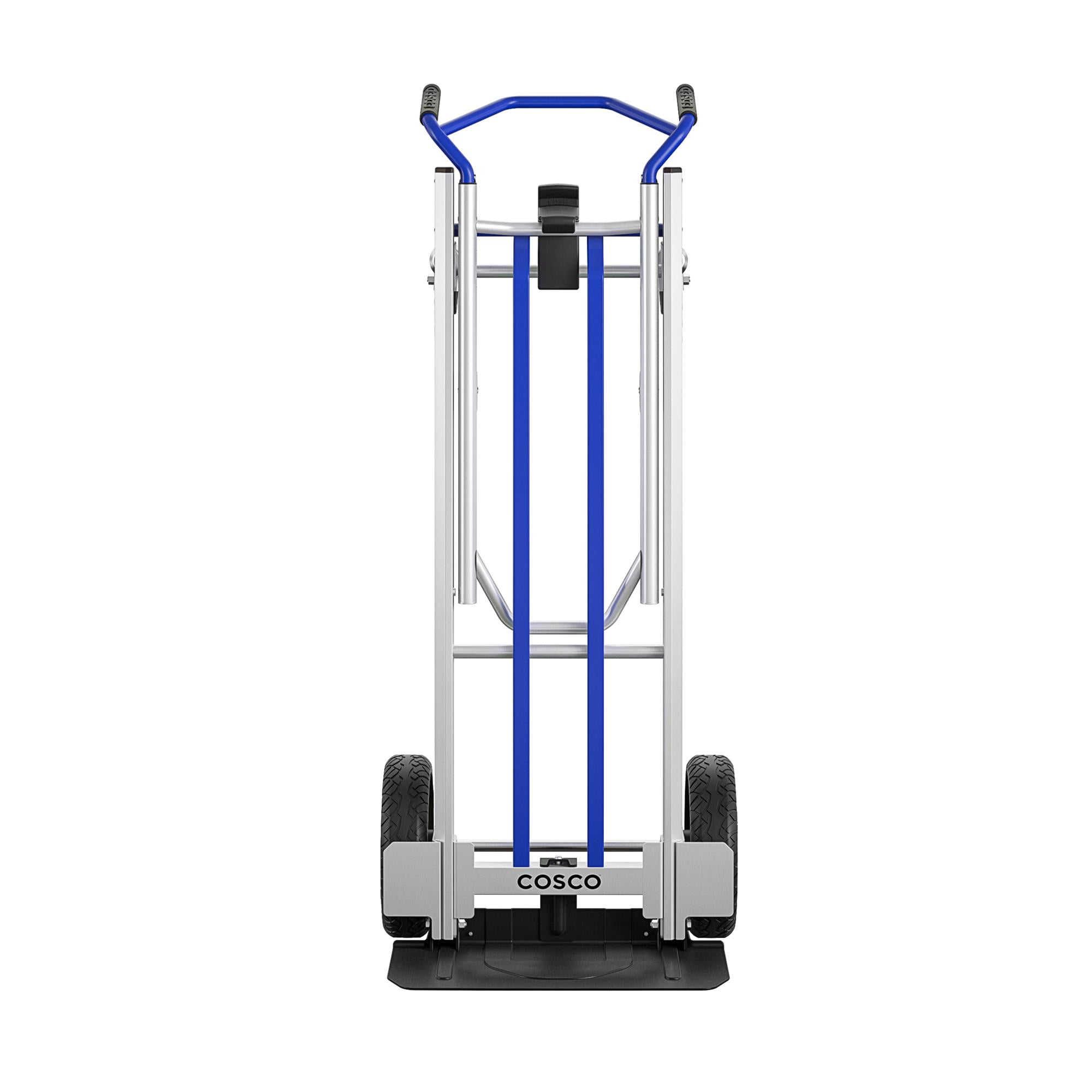 COSCO 3-in-1 Convertible Hand Truck with Folding Toe Plate and Flat-Free Wheels, Heavy-Duty Dolly with Aluminum/ Steel Frame, 800/1000 lb Capacity, Ideal for Moving Heavy Loads, Blue