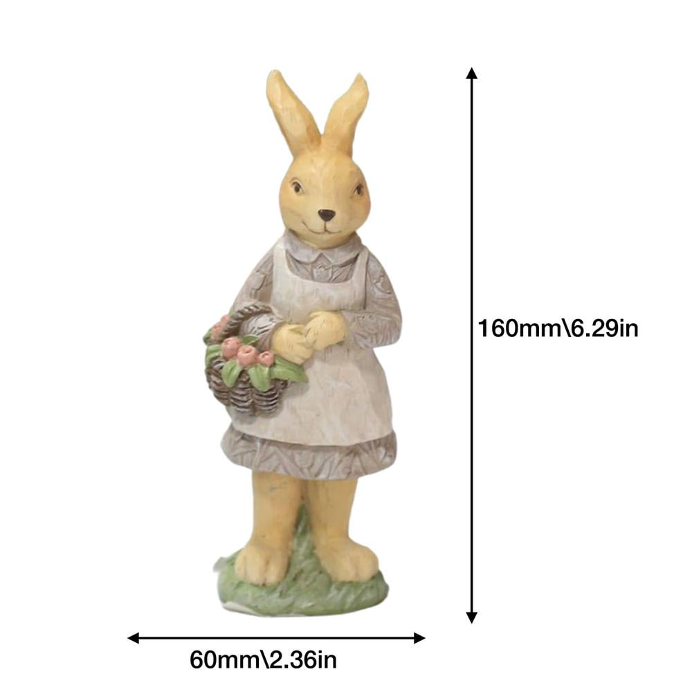 Details about   Small Decorative Bunny Figurine Fuzzy Natural Fiber 4” Rabbit Cute Flower Easter 
