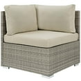 thumbnail image 4 of Modern Contemporary Urban Outdoor Patio Balcony Garden Furniture Lounge Sectional Sofa and Table Set, Sunbrella Rattan Wicker, Light Gray Beige, 4 of 5