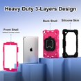 thumbnail image 2 of SaniMore Case for iPad 6th Generation 9.7 inch 2017 2018, iPad Air 2 Gen, Shockproof Bumper Shoulder Strap 360° Rotating Handle Bracket + Pencil Holder Tri-layer Hybird Anti-drop Kids Shell,Black+Rose, 2 of 8