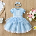 thumbnail image 2 of Kwasome Summer Dresses Girls Winter Dress Toddler Girl Short Sleeve Tulle Princess Dress Headband Suitg For 6 To 36 Months 6-9 Months,Light Blue, 2 of 6