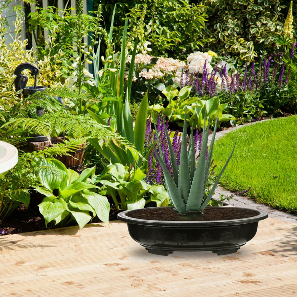 ETHZZLE Black Oval Planter Pots with Minimalist Style, PP Material for Indoor and Home Gardening Decor