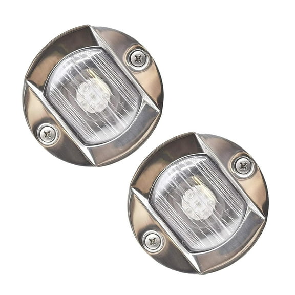 Marine City Round Stainless-Steel Waterproof 3 Flush Mount Caution White LED 12V 18W 2 Pcs