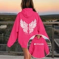 thumbnail image 2 of Cute Hoodie Sweatshirt for Girls Long Sleeve Pullover with Kangaroo Pocket Angel Wing Design Sweatshirt Casual Graphic Hoodies Pullover Tops for Spring and Fall(Watermelon Red,12-13 Years), 2 of 6