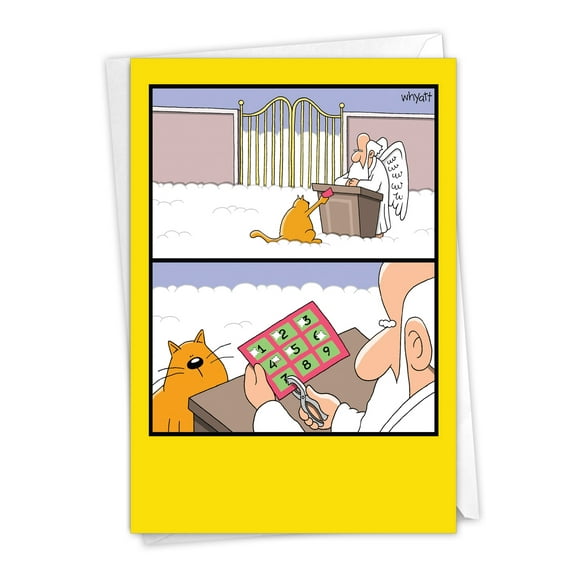 1 Funny Birthday Card with Envelope - Nine Lives C4169BDG