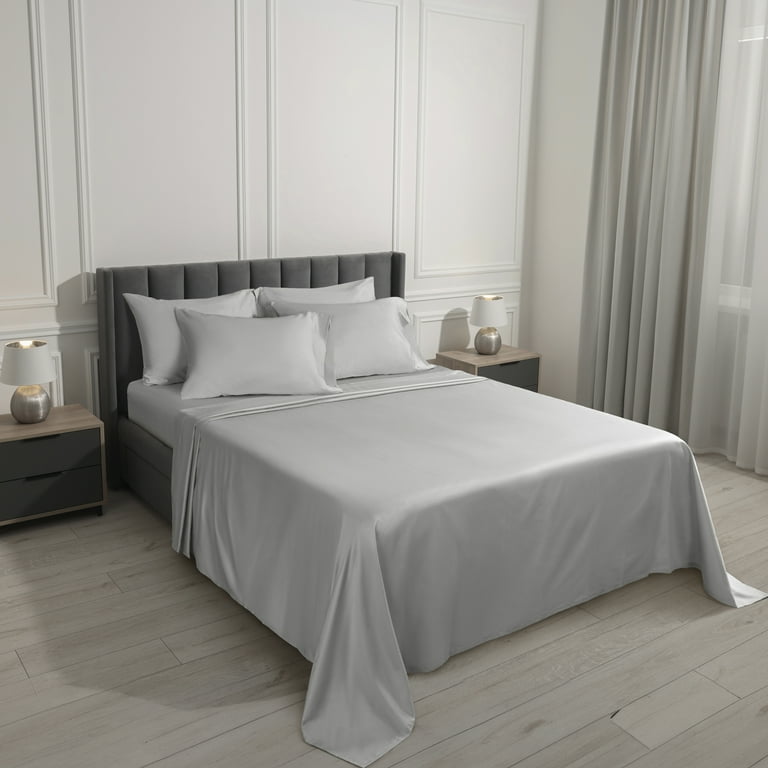 Serta 6-Piece 800 Thread Count Gray Cotton Rich Adult Bed Sheet