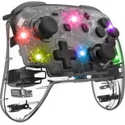 Wireless Switch Controller for Switch, Remote Pro Controller for Switch, Adjustable Turbo Vibration Motion Gyro Ergonomic, Transparent