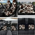 thumbnail image 2 of Yuyamidu Brown Cow Print Car Seat Covers Full Set with Floor Mats Steering Wheel Cover Seat Belt Pad Cover Cup Coasters Handbrake Cover Set, 15 Pack, 2 of 6
