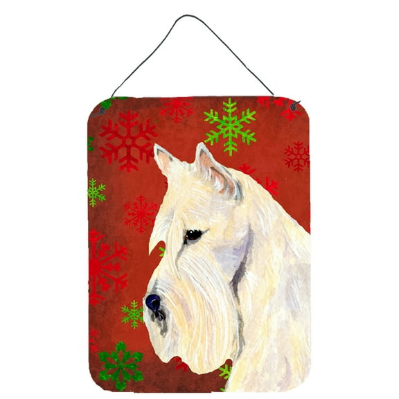 Scottish Terrier Red Snowflakes Wall or Door Hanging Prints