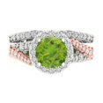 thumbnail image 2 of Clara Pucci 18K White/Rose Gold 2.32 Natural Peridot Engraveable Engagement Ring + Wedding Band Set, 2 of 7