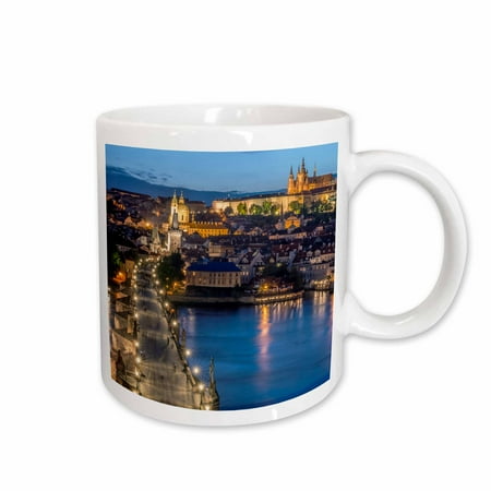 

3dRose Czech Republic Bohemia Prague Charles Bridge Twilight. Ceramic Mug 15-ounce