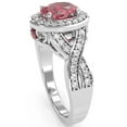 thumbnail image 5 of Three Stone Pink Tourmaline Diamond Peekaboo Halo Engagement Ring In 14k White Gold, 5 of 6