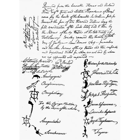 Six Nations Stanwix Ndocument Signed 28 July 1769 By Chiefs Of The Six Nations In Acknowledgement Of Receipt Of Ten Thousand Dollars Paid To Them By Thomas And Richard Penn Under The Conditions Of