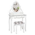 thumbnail image 1 of Costway Makeup Table & Stool Set Wood Vanity Dressing Desk W/Mirror and 4 Drawers, 1 of 9