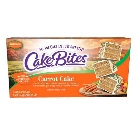 Cookies United, Cakes, Carrot Cake CakeBites Family Pack 8oz. (No Artificial Colors)