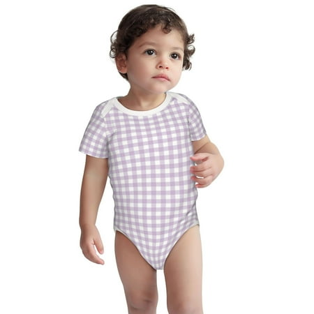 

Fotbe Purple Checkboard Pattern Unisex-baby Short-sleeve Bodysuit Short Sleeve Bodysuits One-piece 100% Organic Cotton for Infant Baby Boys Unisex-18 Months