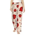 thumbnail image 2 of Picia Red Ladybug Womens Soft Woven Cotton Elastic Waistband Sleep Pajama Pant Lounge Sleep Pant With Pockets And Drawstring-Large, 2 of 9