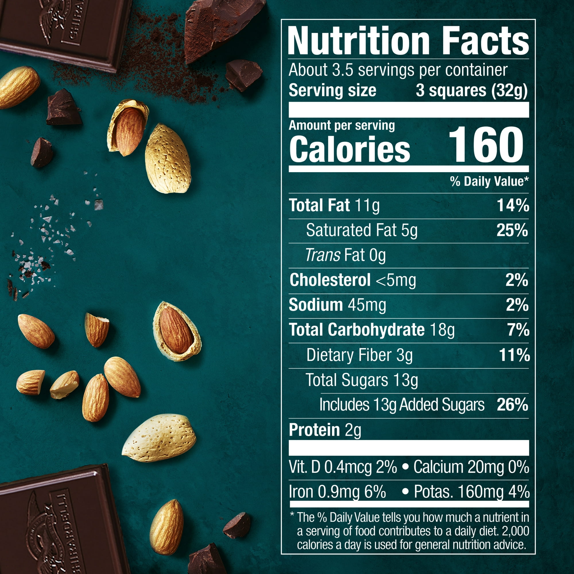 GHIRARDELLI Intense Dark Chocolate Squares, Sea Salt Almond, 4.12 oz Bag