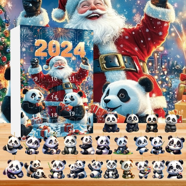 SIfdSeng Learning Toys Christmas Home 2025 Christmas Holiday Advent Calendar Advent Calendar Collection 2D Panda Set Commemorative Collection Christmas Home Christmas Themed Toys for Babies