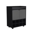 thumbnail image 6 of DeeHome St Andrews Bar Cart with Built-In 8-Bottle Rack, Double Glass Door Cabinet, and Aluminum-Edged Top Surface, 6 of 7