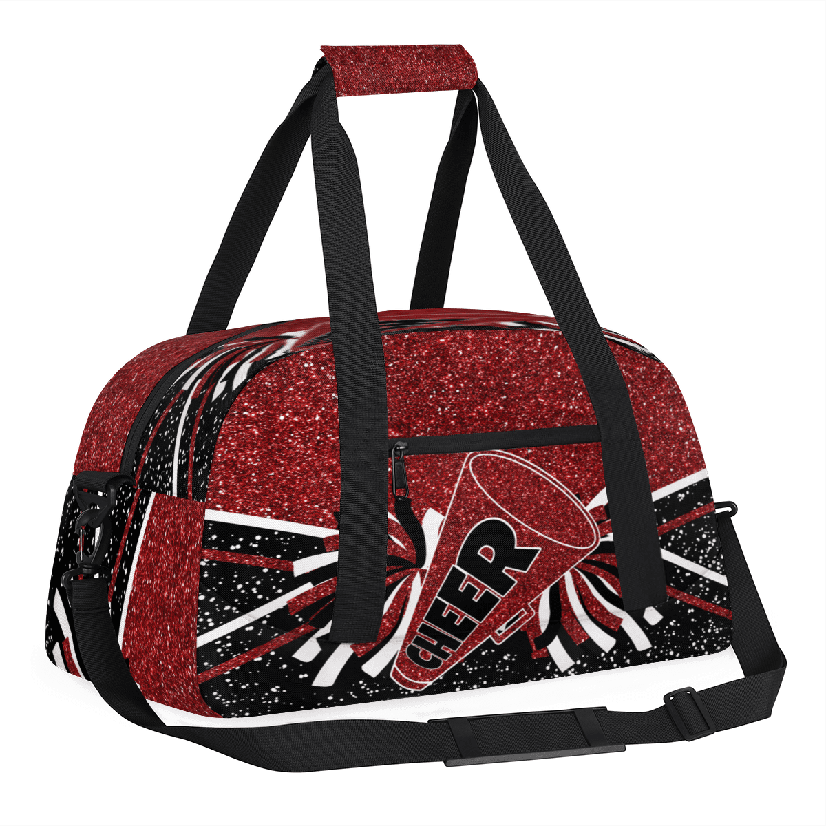 Herdesigns Cheer Bags Overnight Duffel Bags Cheerleading Red Black Sport Gym Bag Travel Bag Travel Waterproof Weekender Bag Carry On Travel Tote Bag Dance Bags