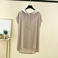 thumbnail image 2 of Dealovy Hoodies for Women Casual Loose Comfy Solid Color Drawstring Pullover Tops Short Sleeve Hooded Blouse, 2 of 6