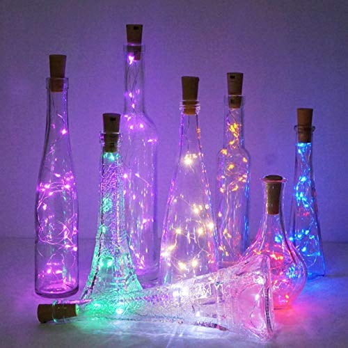Wine Bottle Lights with Cork 10 Pack 15 LED Battery Operated Cork Shape Silver 