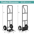thumbnail image 2 of 15”x 8” Hand Truck, Heavy Duty Metal Dolly Cart ,P-Handle Hand Truck Dolly with Vertical Loop Handle, Foldable Nose Plate, 10” Pneumatic Rubber Wheels for Lifting, 660LBS Capacity, Black, 2 of 5