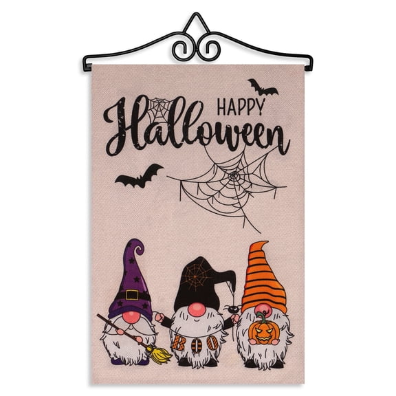 G128 Double-Sided Halloween Set Garden Flag 12"x18" with 14" Garden Flag Hanger Holder Outdoor