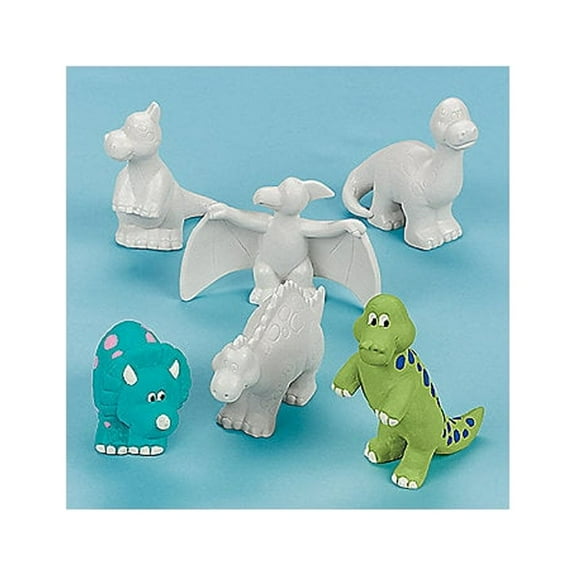 DIY Ceramic Dinosaur Shapes, Craft Kits, Banks and Figurines, DYO - Ceramic, 12 Pieces, White