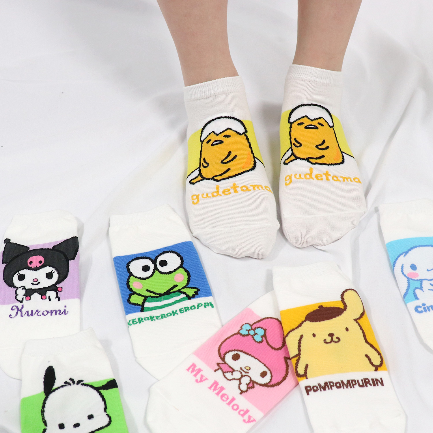 Hello Kitty Official Licensed Women's Ankle,  Cute Character Design, 8 pack Set Collection