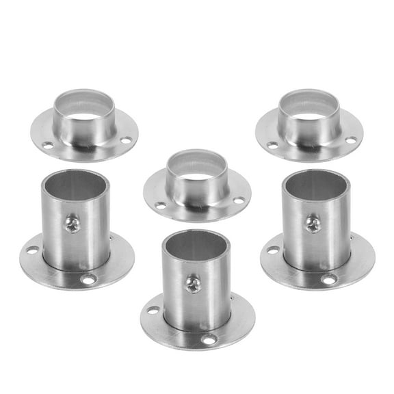 6 PCS Stainless Steel Closet Rod Flange Holder Heavy Duty End Supports for Wardrobe and Shower Curtain Rods