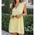 thumbnail image 4 of V Neck Dress, Hollow Cotton Polyester Dress Lined With Shorts For Shopping, 4 of 6