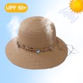 thumbnail image 3 of 56-58 cm circunferencia del sombrero sombrero de sol de verano para mujer sombrero de paja borla colgante de concha sombrero de pescador, 3 of 5