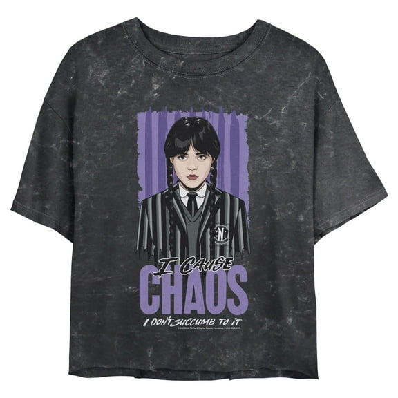 Juniors Wednesday I Cause Chaos Quote T Shirt