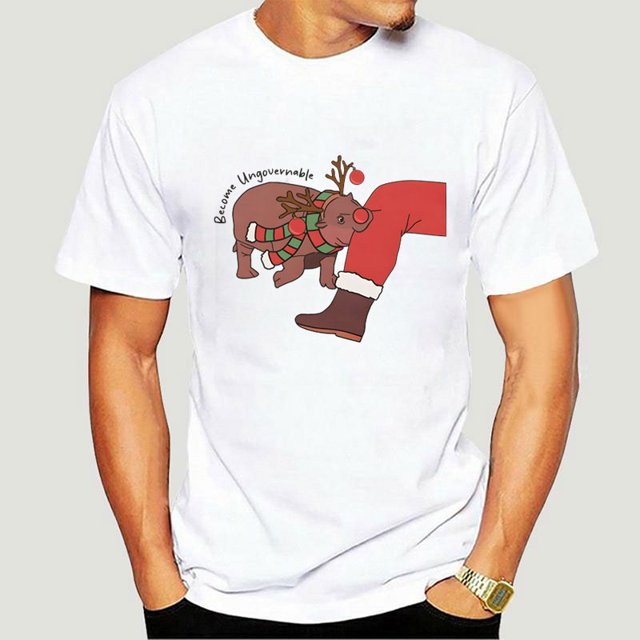 Camisetas con estampado navideño de Moo Deng para hombre, camiseta informal transpirable, camiseta de manga corta para mujeres y hombres, camisetas gráficas navideñas