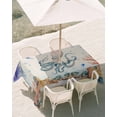 thumbnail image 3 of 52x70 Inch Outdoor Tablecloth with Umbrella Hole Zipper Rectangle Octopus Coastal Rectangular Tablecloths Outside Waterproof Summer Nautical Starfish Coral Beige Patio Table Cover for Picnic Party, 3 of 8